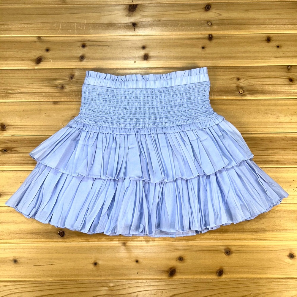 NEW Reset by Jane Skirt Womens Medium Periwinkle Blue Smocked Layered Mini Skirt